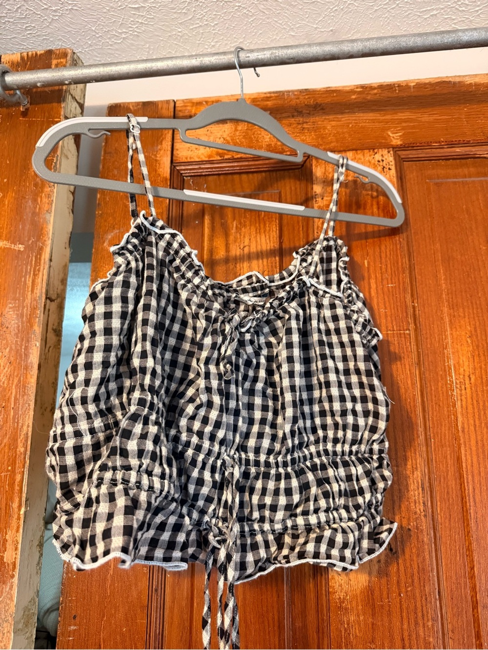 American Eagle Outfitters Black and White Gingham Tank Top
